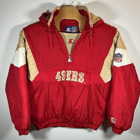 Vintage NFL Starter San Francisco 49ers Puffer Jacket Men's Sz Large Red/Gold - Picture 2 of 11